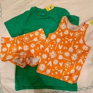 Primary Size 10 Girls bathing suit set and Rash Guard Size 12. New With Tags.